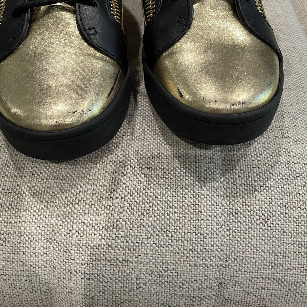 Giuseppe Zanotti Womens 38 7.5 8 Black Gold High-Top Sneakers W/ Zipper - Picture 6 of 15